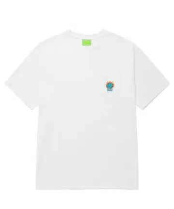 HUF XL 화이트 티셔츠 자수 로고 지구