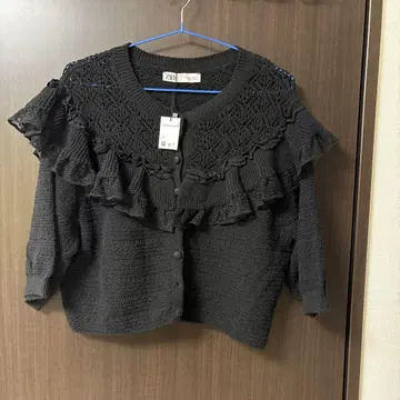 ZARA 프릴 블랙 가디건 L