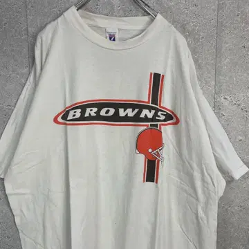 90s BROWNS 스포츠 프린트 반팔 티셔츠 구제 2XL