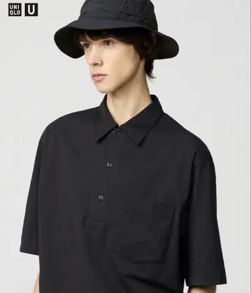 UNIQLO U 에어리즘 코튼 피케 셔츠 블랙 XL 사이즈 유니클로