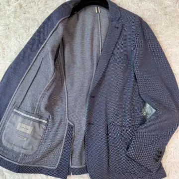 새상품급/2XL 상당 자라맨 테일러드 자켓 버즈아이 패턴 부토니에