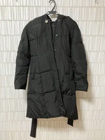 후드 롱 다운 자켓 블랙