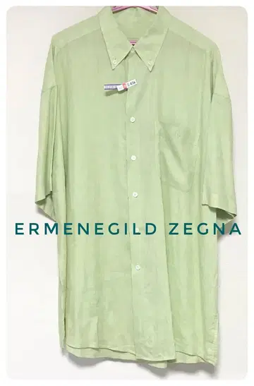 Ermenegildo Zegna 라이트 그린 린넨 반팔 셔츠 XL