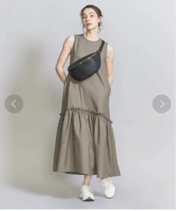 린넨 라이크 티어드 원피스 뷰티 앤 유스 모카
