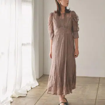 kana 퍼프 슬리브 전체 레이스 머메이드풍 파티 드레스 빅 사이즈