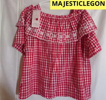 이번 달만 새상품 MAJESTIC LEGON 빨간색 체크 M 사이즈