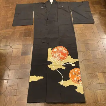 검정 전통 예복 기모노 꽃무늬 자수 기모노