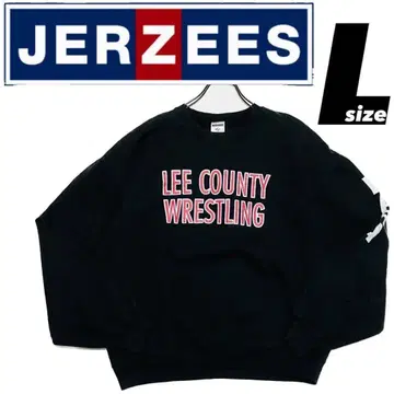 Jerzees 스웨트 칼리지 슬리브 로고 블랙 L 레슬링