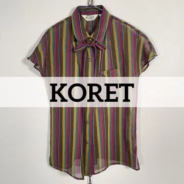 90년대 빈티지 KORET 멀티 스트라이프 프렌치 슬리브 리본 셔츠