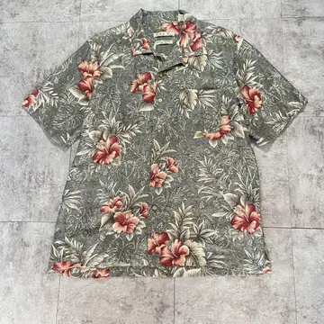 Batik Bay 오픈 카라 올 패턴 꽃무늬 실크 알로하 셔츠