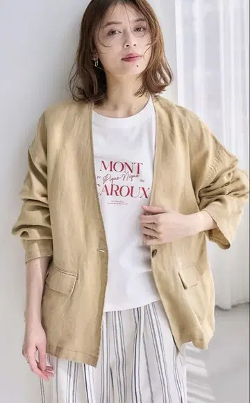 린넨 100 노카라 자켓
