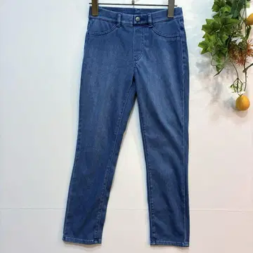 [ UNIQLO ] 울트라 스트레치 데님 크롭 레깅스 팬츠 블루 S