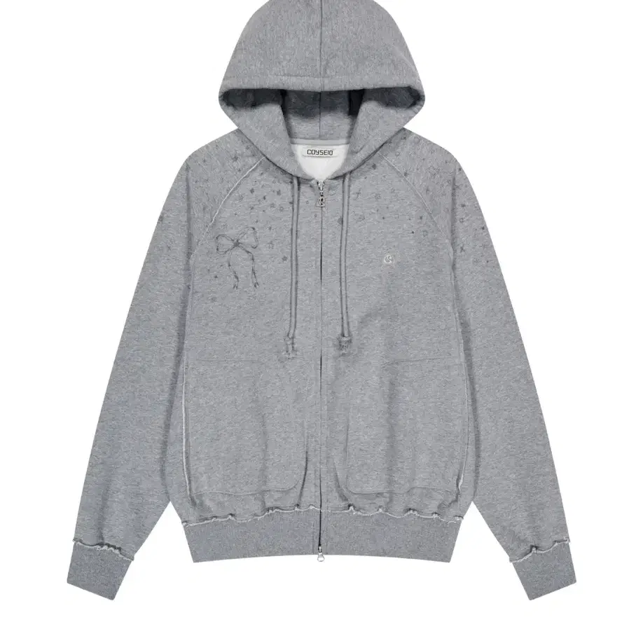 COYSEIO RUFFLE LACE HOOD ZIP-UP BLACK on Bunjang Global Site.