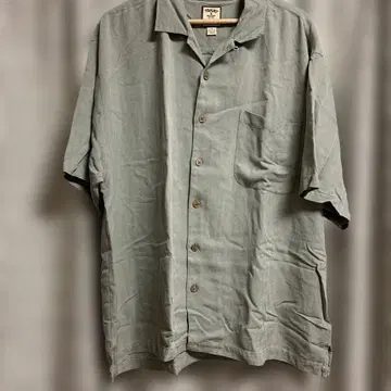Tommy Bahama 카키 버튼업 셔츠 가슴 포켓 부착