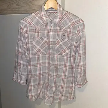 프란시스토 모크스 7부 소매 체크 셔츠 스와로 스컬 size2 일본제
