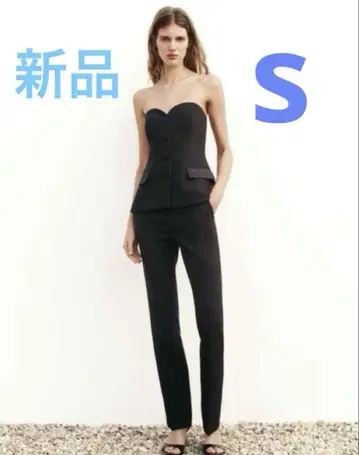 새 상품 ZARA 콤비 소재 새틴 스모킹 뷔스티에 블랙