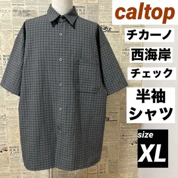 caltop 반팔 셔츠 체크 치카노 서해안 LA 다크 그레이 XL