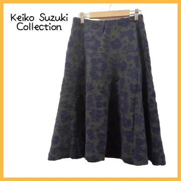 Keiko Suzuki Collection 스커트 꽃무늬 그린 울 40