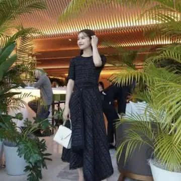 L'AUBE BLANC Tweed knit Wrap dress