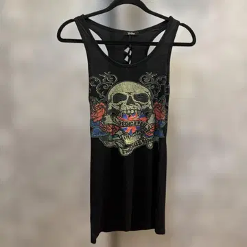 TaBoo 스컬 프린트 블랙 탱크탑