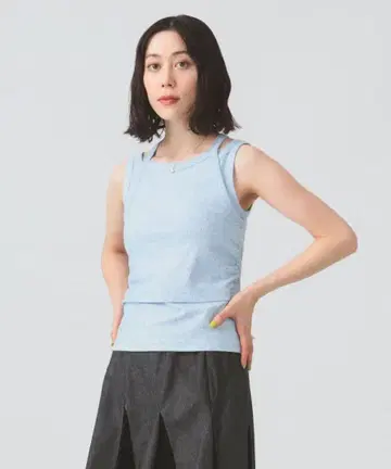Ray BEAMS W 스트랩 골지 탱크탑