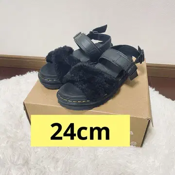 Dr. Martens 샌들 통굽 블랙 24cm 상당 퍼 블랙