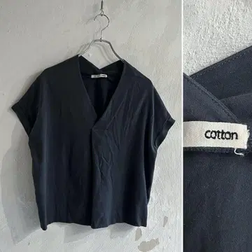 새상품급 evam eva COTTON V넥 티셔츠 에붐에바