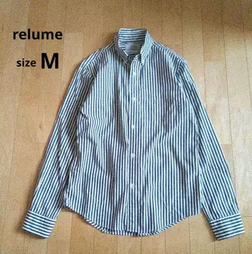 relume 긴팔 스트라이프 코튼 셔츠 M 네이비