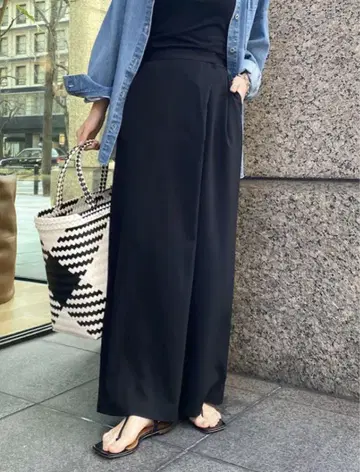 [새상품] DouDou 드두 랩 팬츠 와이드 팬츠 블랙