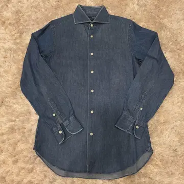 BEAMS+ 남성용 슬림 핏 데님 셔츠