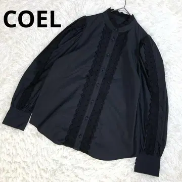 새상품급 COEL 코엘 긴팔 레이스 셔츠 블랙 F 밴드 카라