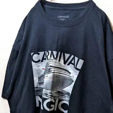 카니발 크루즈 라인 매직 로고 T셔츠 블랙 2XL 구제 의류