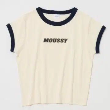 MOUSSY 로고 티셔츠 반팔 화이트 네이비