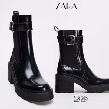 ZARA 버클 첼시 하이힐 숏부츠
