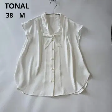 TONAL 슬리브리스 보우타이 리본 골드 버튼 화이트 38 M