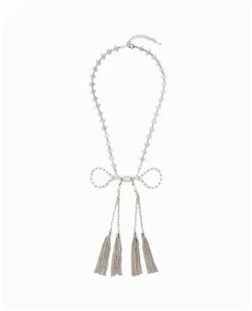 crystal ribbon chain necklace