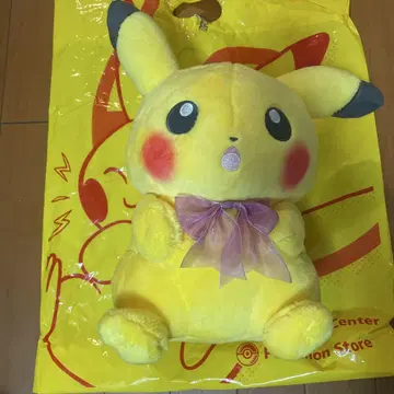 피카츄 봉제인형 리본 포함 약 35cm