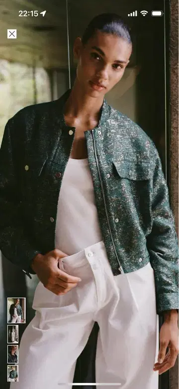 ZARA 메탈릭 스레드 텍스처 직물 자켓