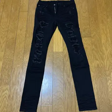 블랙 데미지 데님 팬츠 32