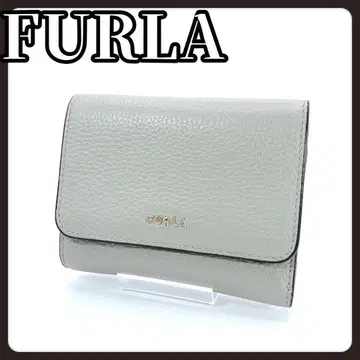 FURLA 훌라 3단 폴더형 지갑 그레이지 로고 골드 심플