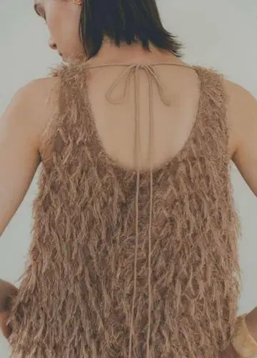 CLANE 클라네 W FACE CROSS FRINGE TOPS 프린지