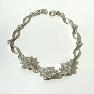 실버 925 CZ 반짝반짝 플라워 팔찌