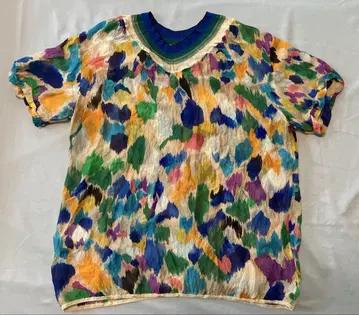 MISSONI 미쏘니 멀티 컬러 반팔 셔츠 실크 미품