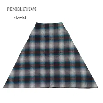 [새상품] PENDLETON 플레어 스커트 체크 무늬 변형 고급