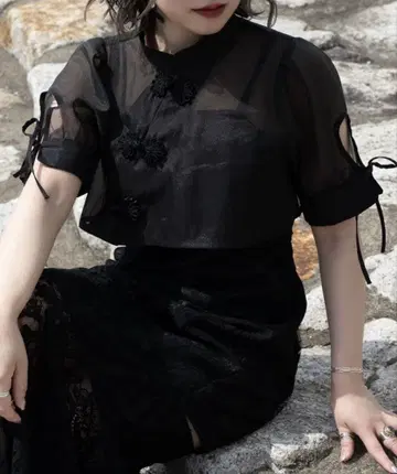 Mavie..7 시어 차이나 블라우스