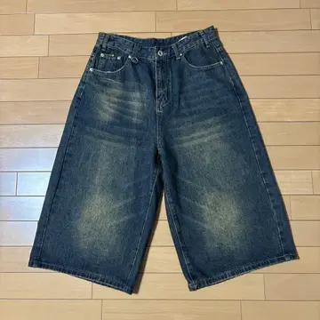 다크 블루 데님 와이드 팬츠