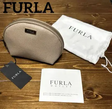 FURLA 베이지 가죽 파우치 수납 가방 포함
