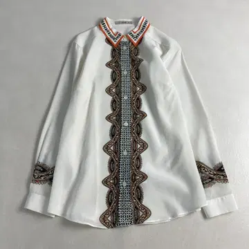 에트로 긴팔 셔츠 실크 올 패턴 화이트 계열 40(M L 상당) ETRO