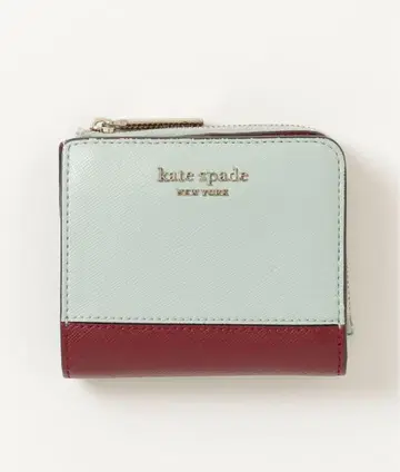 kate spade 반지갑 민트 그린/와인 레드