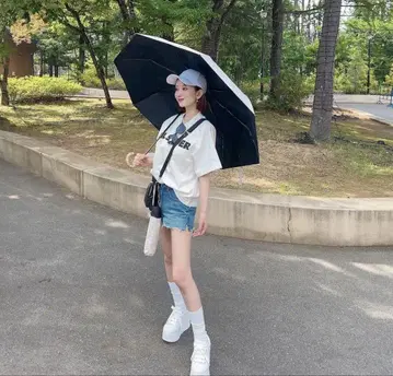 시-쨩 양산 접이식 우산 우천 겸용 아이리 쨩 네이비